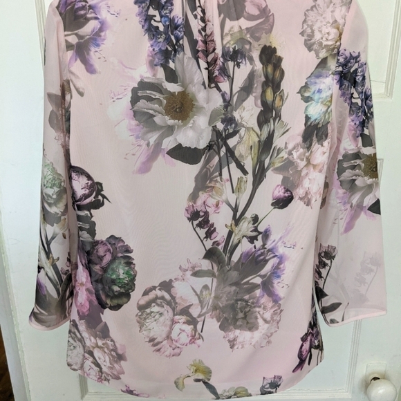 Ted BAKER BABY PINK KALIMA TORCHLIT FLORAL BLOUSE TOP SIZE 2 - Picture 7 of 17